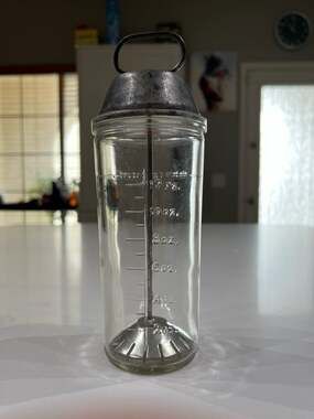 Vintage Borden's 12oz Glass Malted Milk Mixer with Metal Plunger